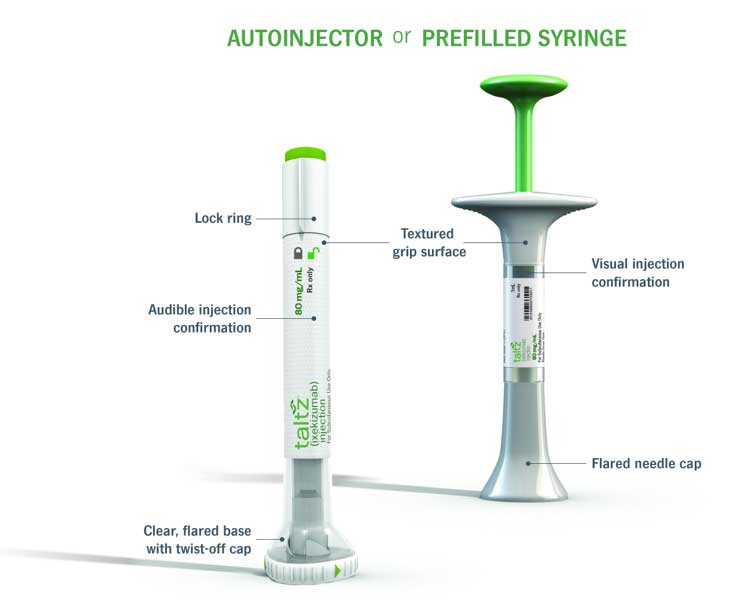 Taltz autoinjector and prefilled syringe